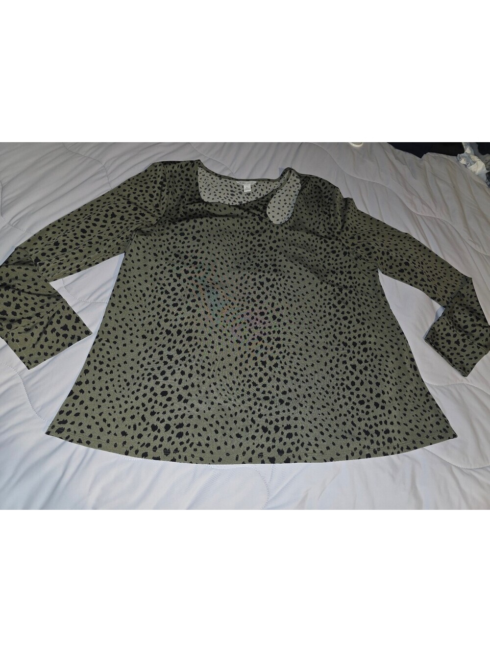 Cato Blouse Women Green Excellent Animal Print Chiffon - Large - Fairy Grunge